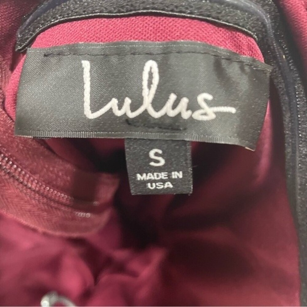 NWT Lulu’s Valerie Burgundy Ruffled Strapless Maxi Dress Size S - Picture 5 of 12